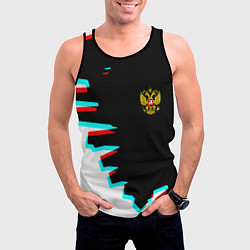 Майка-безрукавка мужская Герб текстура глитч, цвет: 3D-черный — фото 2