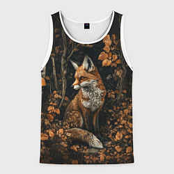 Майка-безрукавка мужская Лис в осенней чаще, цвет: 3D-белый