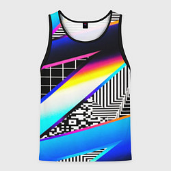 Майка-безрукавка мужская Neon stripes geometry, цвет: 3D-черный