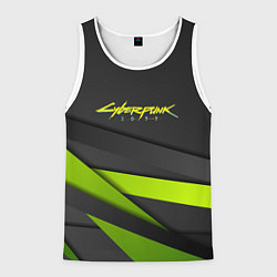 Майка-безрукавка мужская Cyberpunk 2077 stripes line, цвет: 3D-белый