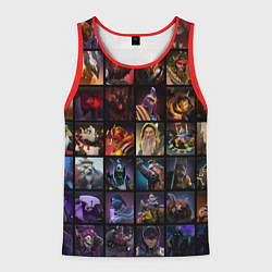 Майка-безрукавка мужская Dota 2 - все персонажи, цвет: 3D-красный