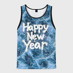 Майка-безрукавка мужская Happy New year with snow on ice, цвет: 3D-черный