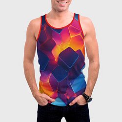 Майка-безрукавка мужская Неоновая геометрическая текстура, цвет: 3D-красный — фото 2
