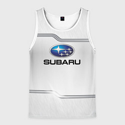 Майка-безрукавка мужская Subaru auto steel metal, цвет: 3D-белый