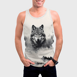 Майка-безрукавка мужская Голова серого волка, цвет: 3D-белый — фото 2