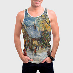 Майка-безрукавка мужская Новогодние каникулы картина маслом, цвет: 3D-белый — фото 2