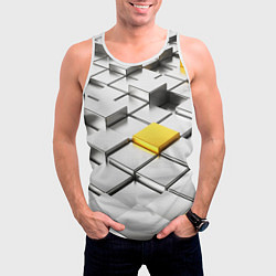 Майка-безрукавка мужская Оптические кубы текстура, цвет: 3D-белый — фото 2
