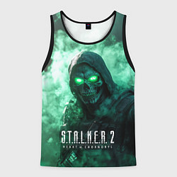 Майка-безрукавка мужская Stalker 2 череп с зелеными глазами, цвет: 3D-черный