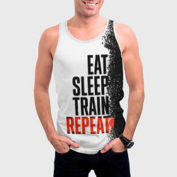 Майка-безрукавка мужская Eat sleep train repeat, цвет: 3D-белый — фото 2