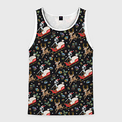 Майка-безрукавка мужская Рик и Морти сани с оленем - Christmas, цвет: 3D-белый