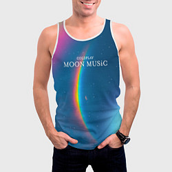 Майка-безрукавка мужская Moon music Coldplay, цвет: 3D-белый — фото 2