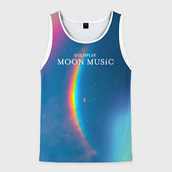 Майка-безрукавка мужская Moon music Coldplay, цвет: 3D-белый