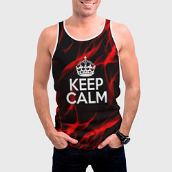 Майка-безрукавка мужская Keep calm flame red, цвет: 3D-белый — фото 2