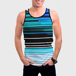 Майка-безрукавка мужская Разноцветные вертикальные линии, цвет: 3D-черный — фото 2