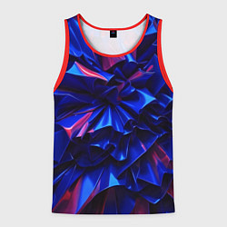 Майка-безрукавка мужская Синие абстрактные изгибы, цвет: 3D-красный