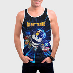 Майка-безрукавка мужская Robot trains Kay, цвет: 3D-белый — фото 2