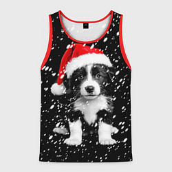 Майка-безрукавка мужская Новогодний милый щенок, цвет: 3D-красный