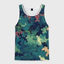 Майка-безрукавка мужская Армейский камуфляж зеленый, цвет: 3D-белый