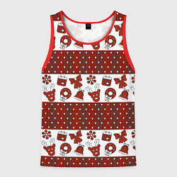 Майка-безрукавка мужская Новогодний паттерн, цвет: 3D-красный