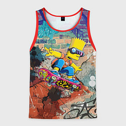 Майка-безрукавка мужская Bart Simpson on a skateboard - graffiti, цвет: 3D-красный