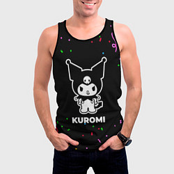 Майка-безрукавка мужская Kuromi конфети, цвет: 3D-черный — фото 2