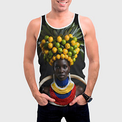 Майка-безрукавка мужская Африканка с фруктами, цвет: 3D-белый — фото 2