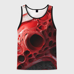 Майка-безрукавка мужская Красно-белая абстрактная структура, цвет: 3D-черный