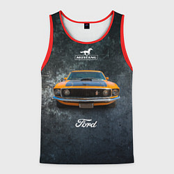 Майка-безрукавка мужская Спортивный американский автомобиль Ford Mustang, цвет: 3D-красный