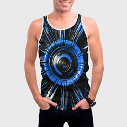 Майка-безрукавка мужская Чёрно-синяя сфера киберпанк, цвет: 3D-белый — фото 2