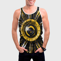 Майка-безрукавка мужская Чёрно-жёлтая сфера киберпанк, цвет: 3D-белый — фото 2