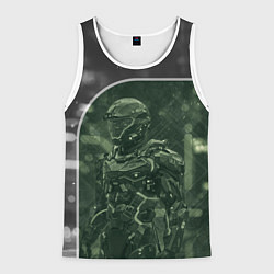 Майка-безрукавка мужская Киборг в серо-зелёных тонах, цвет: 3D-белый