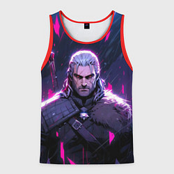 Майка-безрукавка мужская Geralt - neon rain, цвет: 3D-красный