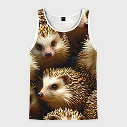 Майка-безрукавка мужская Ежи, цвет: 3D-белый