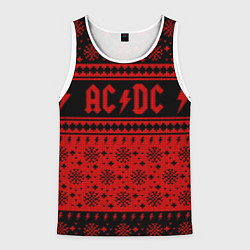 Майка-безрукавка мужская ACDC christmas sweater, цвет: 3D-белый