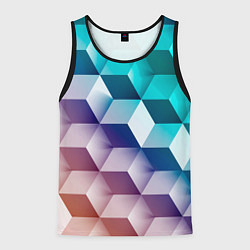 Майка-безрукавка мужская Объёмные разноцветные градиентные кубы, цвет: 3D-черный