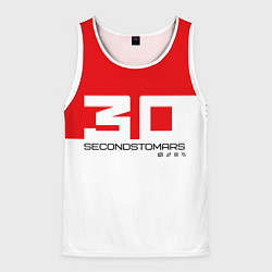 Майка-безрукавка мужская 30 Seconds to Mars - red and white, цвет: 3D-белый