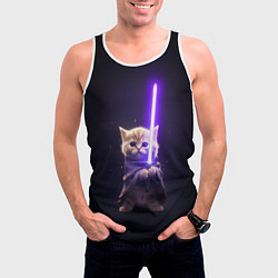 Майка-безрукавка мужская Котик джедай, цвет: 3D-белый — фото 2