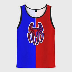 Майка-безрукавка мужская Сине-красный паук - лого, цвет: 3D-черный