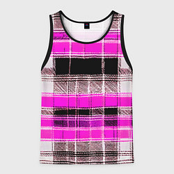 Майка-безрукавка мужская Белые полосы на чёрно-розовом фоне, цвет: 3D-черный