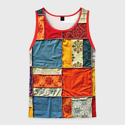 Майка-безрукавка мужская Пэчворк из ярких тканей, цвет: 3D-красный