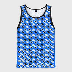 Майка-безрукавка мужская Чёрно-белые фигуры на синем фоне, цвет: 3D-черный