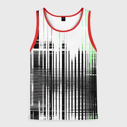 Майка-безрукавка мужская Зелёно-чёрный гранж на белом фоне, цвет: 3D-красный