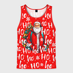 Майка-безрукавка мужская Дед мороз хо хо, цвет: 3D-красный