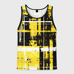 Майка-безрукавка мужская Жёлто-белый гранж на чёрном фоне, цвет: 3D-черный