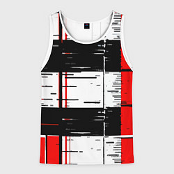 Майка-безрукавка мужская Чёрные и красные полосы на белом фоне, цвет: 3D-белый