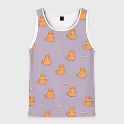 Майка-безрукавка мужская Праздничный кот Рыжинс, цвет: 3D-белый