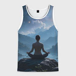 Майка-безрукавка мужская Ночная медитация, цвет: 3D-белый