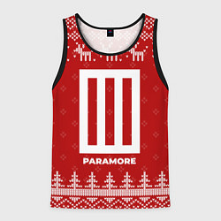Майка-безрукавка мужская Новогодний Paramore с оленями, цвет: 3D-черный