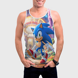 Майка-безрукавка мужская Sonic фантастический мир, цвет: 3D-белый — фото 2