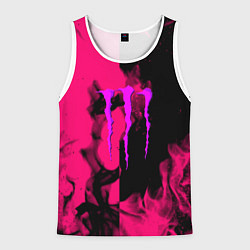 Майка-безрукавка мужская Monster energy fire pink, цвет: 3D-белый